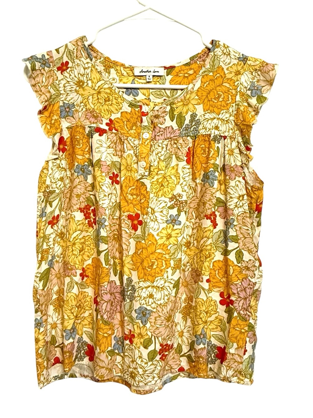 2/$30 Another Love Floral Flutter Sleeve Boho Peasant Top Size Small Cottagecore